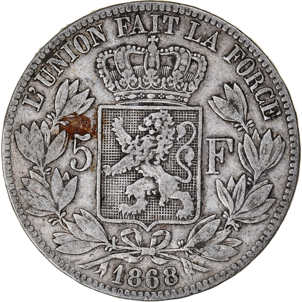 Monnaie, Belgique, Leopold II, 5 Francs, 5 Frank, 1868, TB+, Argent, KM:24
