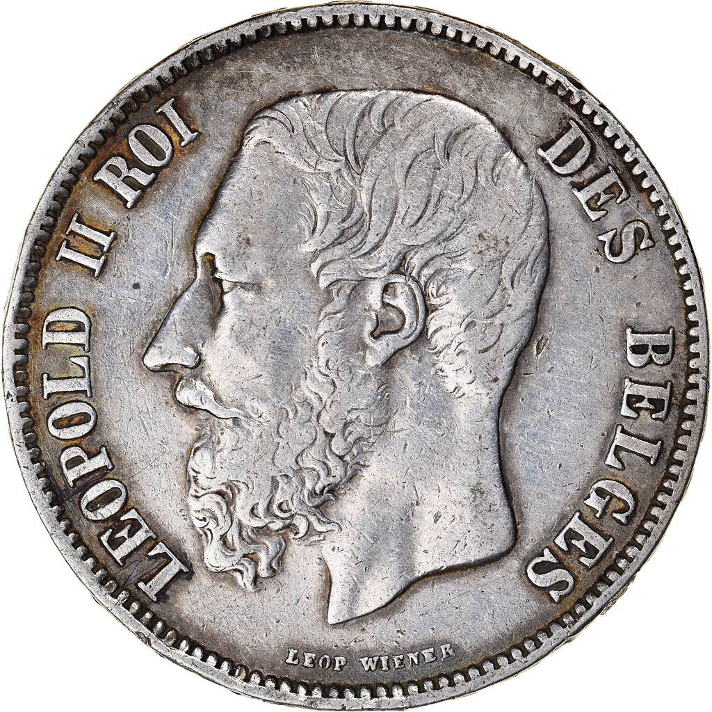 Moneta, Belgio, Leopold II, 5 Francs, 5 Frank, 1868, BB, Argento, KM:24