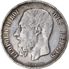 Moneta, Belgio, Leopold II, 5 Francs, 5 Frank, 1868, BB, Argento, KM:24