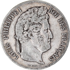 Coin, France, Louis-Philippe, 5 Francs, 1837, Paris, VF(20-25), Silver