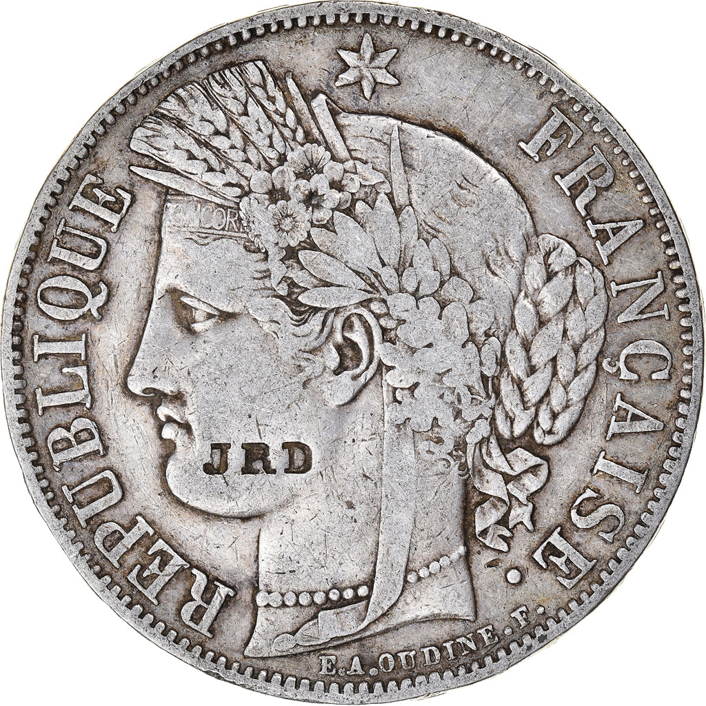 Coin, France, Cérès, 5 Francs, 1850, Paris, Countermark, VF(30-35), Silver