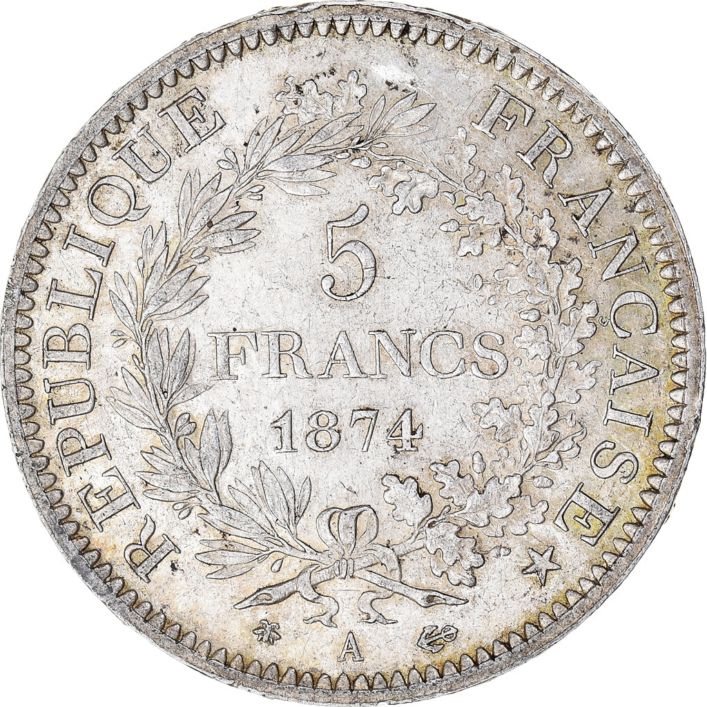 Moneta, Francia, Hercule, 5 Francs, 1874, Paris, BB, Argento, KM:820.1