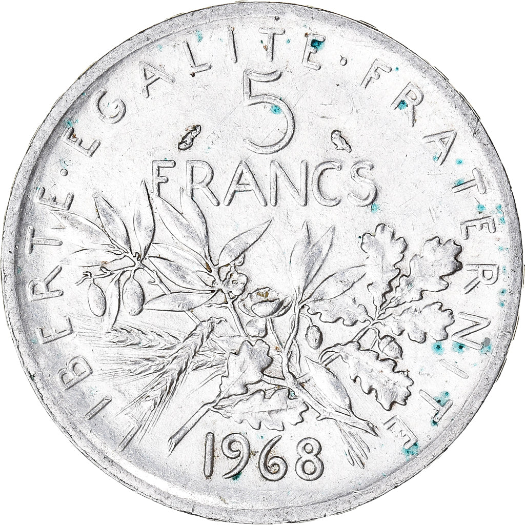 Munten, Frankrijk, Semeuse, 5 Francs, 1968, ZF+, Zilver, KM:926, Gadoury:770