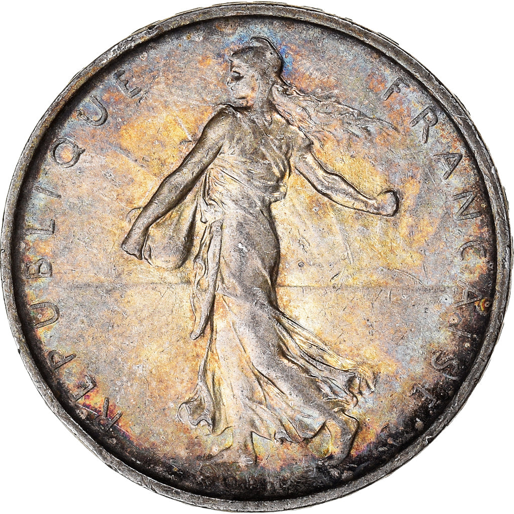 Monnaie, France, Semeuse, 5 Francs, 1967, Paris, Patine irisée, SUP, Argent