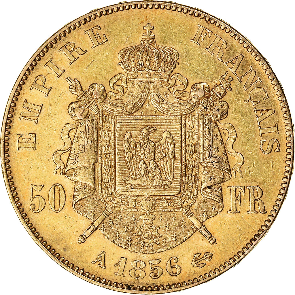 Münze, Frankreich, Napoleon III, 50 Francs, 1856, Paris, SS+, Gold, KM:785.1