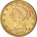 Moneta, Stati Uniti, Coronet Head, $5, Half Eagle, 1881, Philadelphia, BB+, Oro