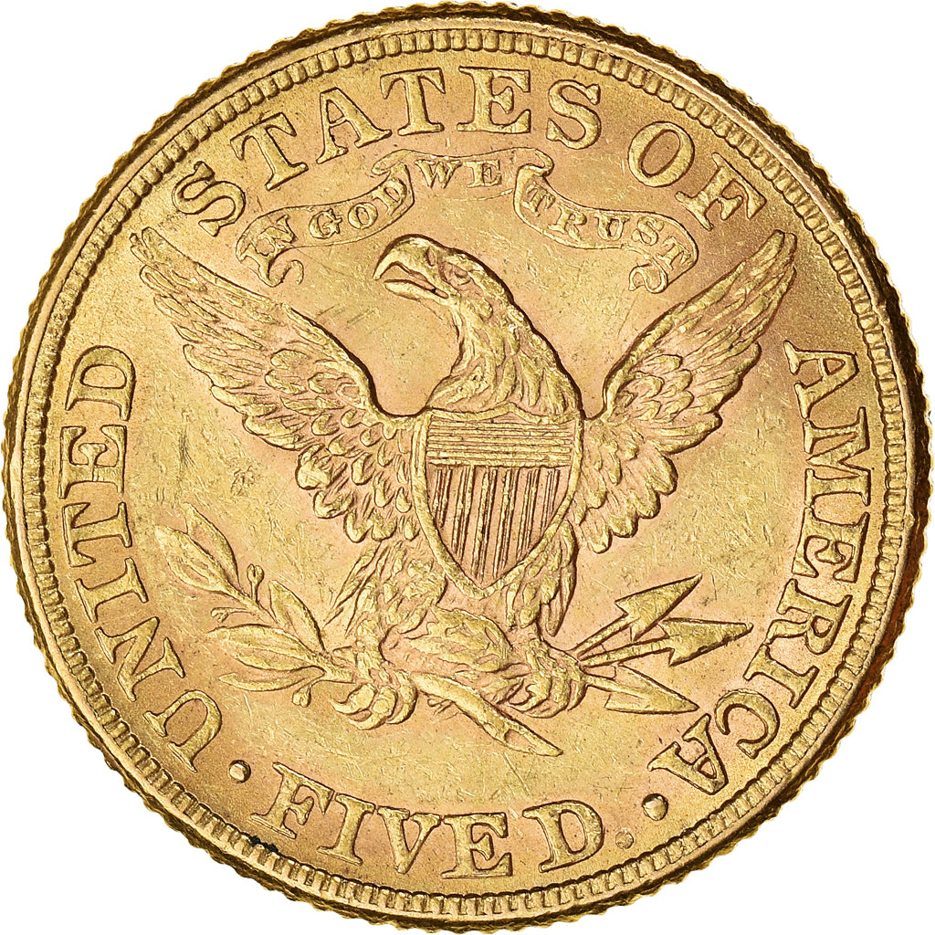 Moneta, Stati Uniti, Coronet Head, $5, Half Eagle, 1881, Philadelphia, BB+, Oro
