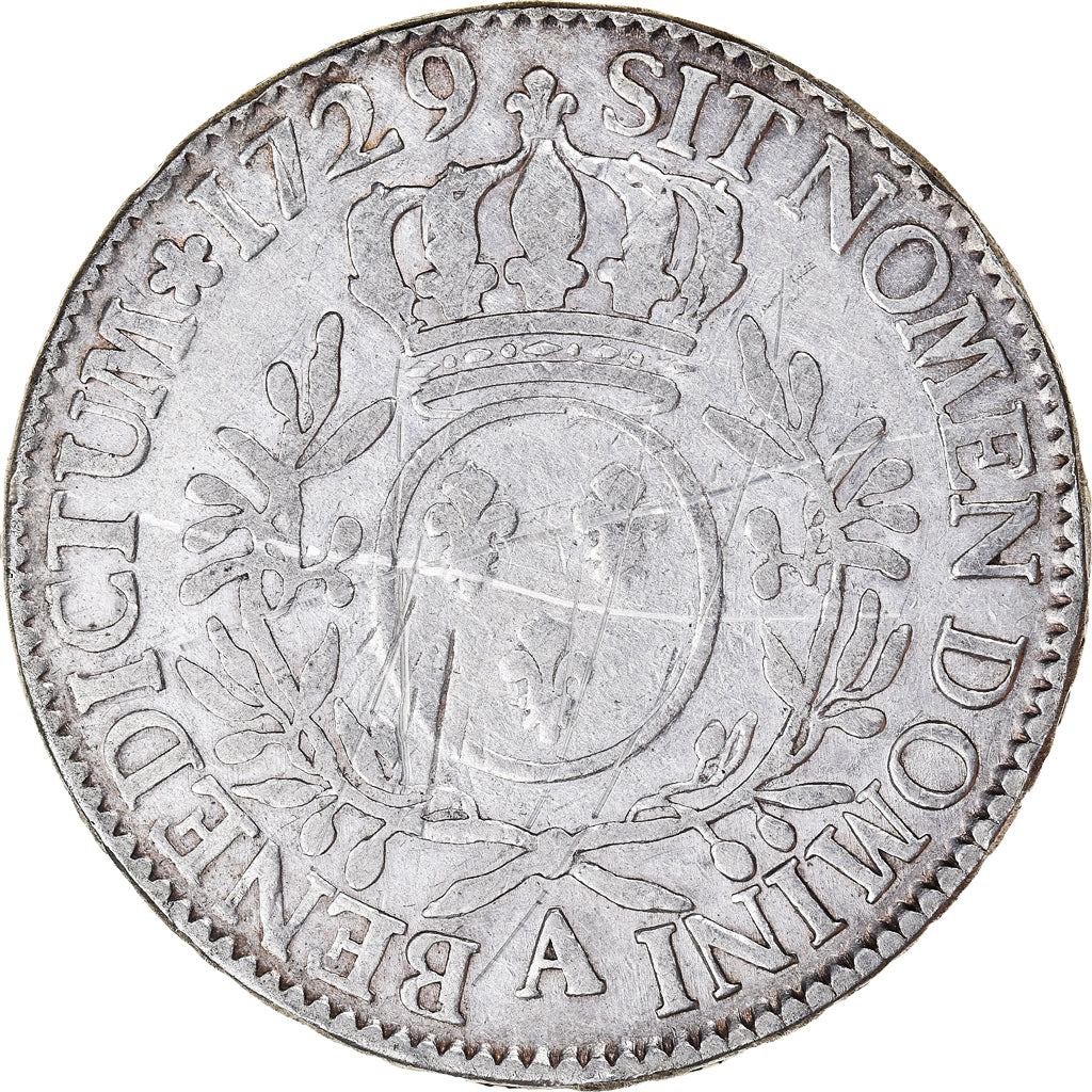 Coin, France, Louis XV, Ecu aux branches d'olivier, 1729, Paris, VF(20-25)
