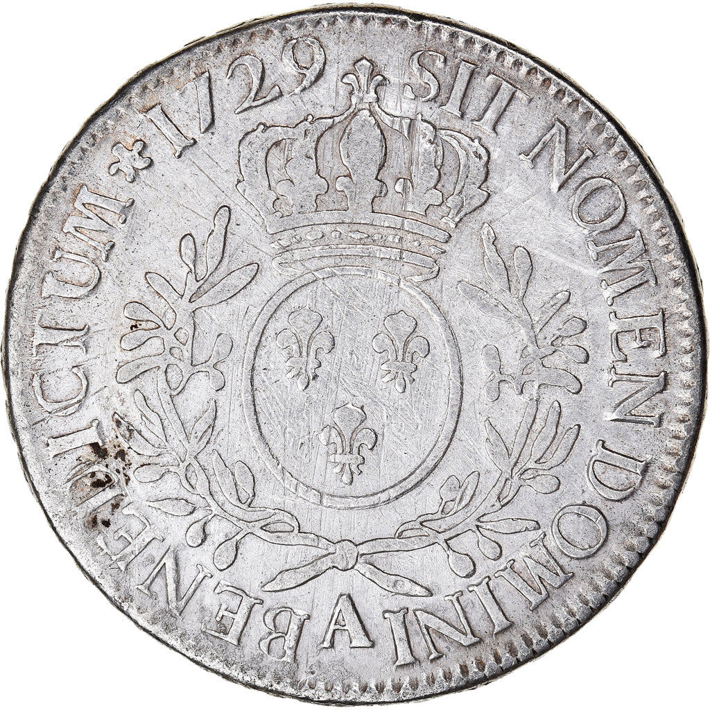 Coin, France, Louis XV, Ecu aux branches d'olivier, 1729, Paris, VF(30-35)