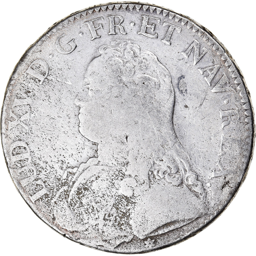 Moeda, França, Louis XV, Ecu aux branches d'olivier, 1739, Caen, Rara