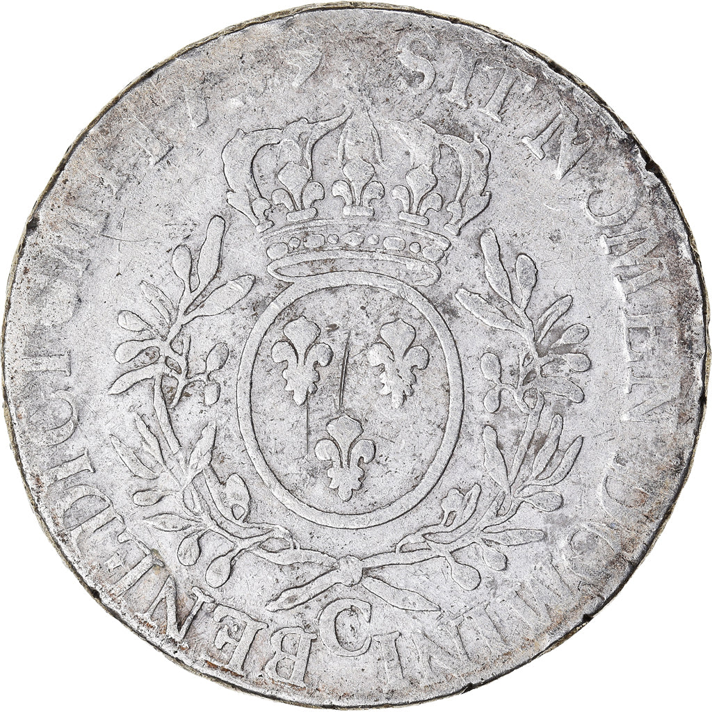 Moeda, França, Louis XV, Ecu aux branches d'olivier, 1739, Caen, Rara