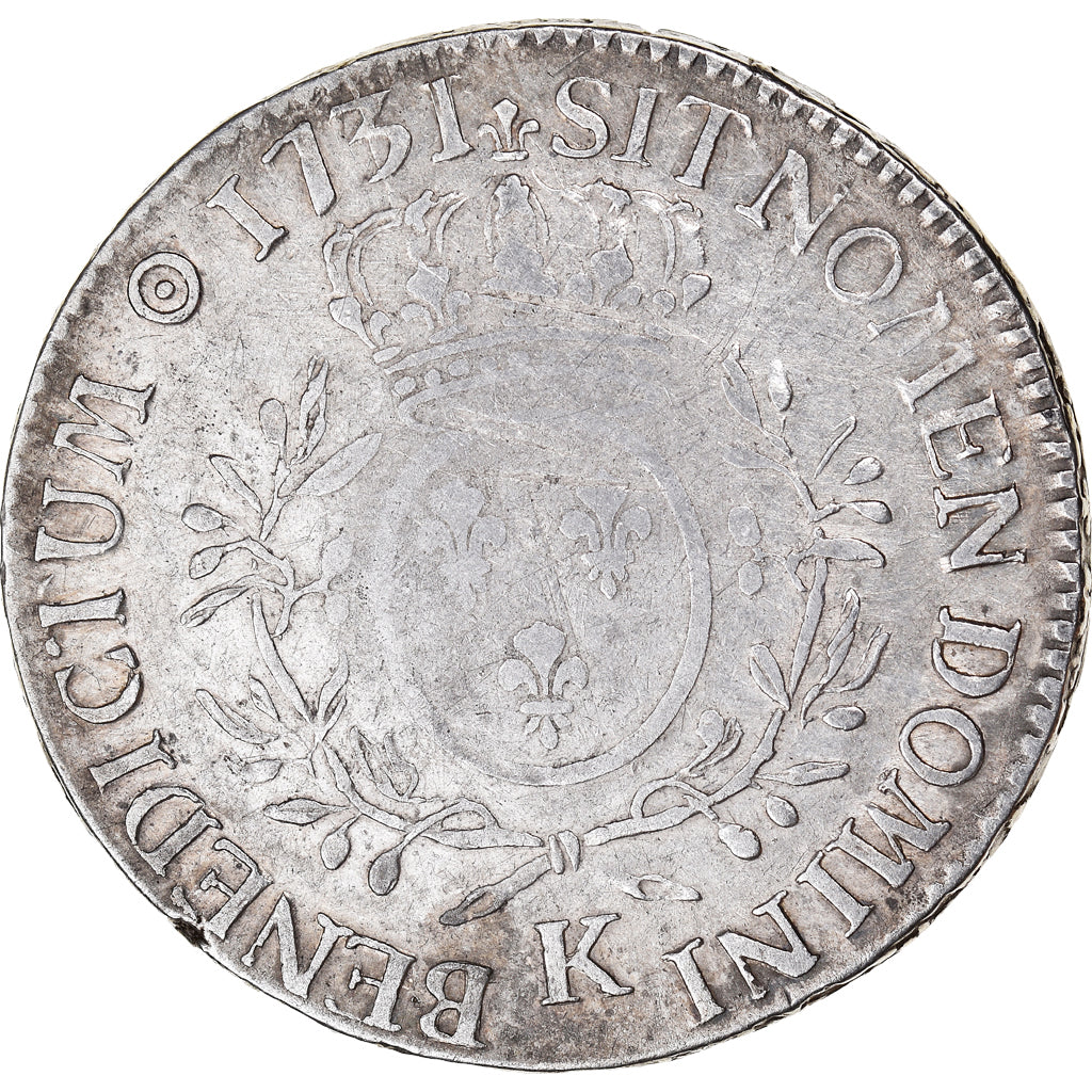 Moneda, Francia, Louis XV, Ecu aux branches d'olivier, 1731, Bordeaux, BC+