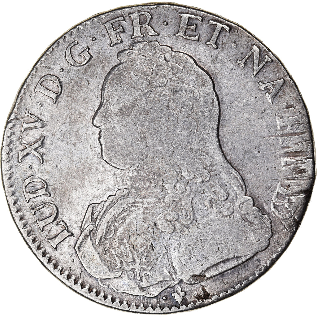 Moeda, França, Louis XV, Ecu aux branches d'olivier de Béarn, 1733, Pau