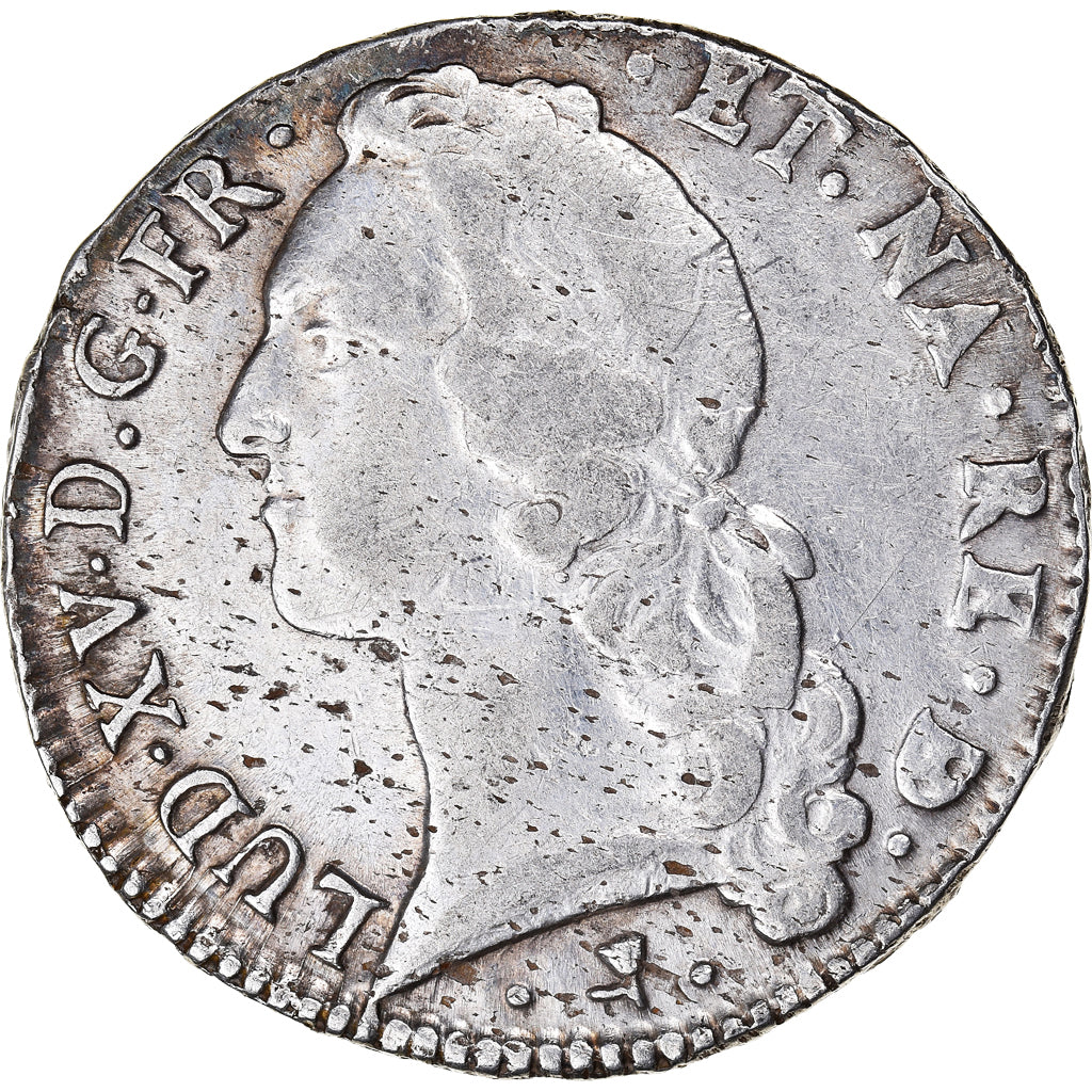 Moneta, Francia, Louis XV, Écu de Béarn au bandeau, 1766, Pau, MB+, Argento