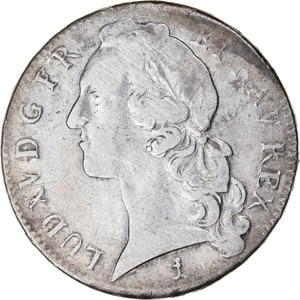 Moneda, Francia, Louis XV, Écu au bandeau, 1747, Montpellier, BC+, Plata