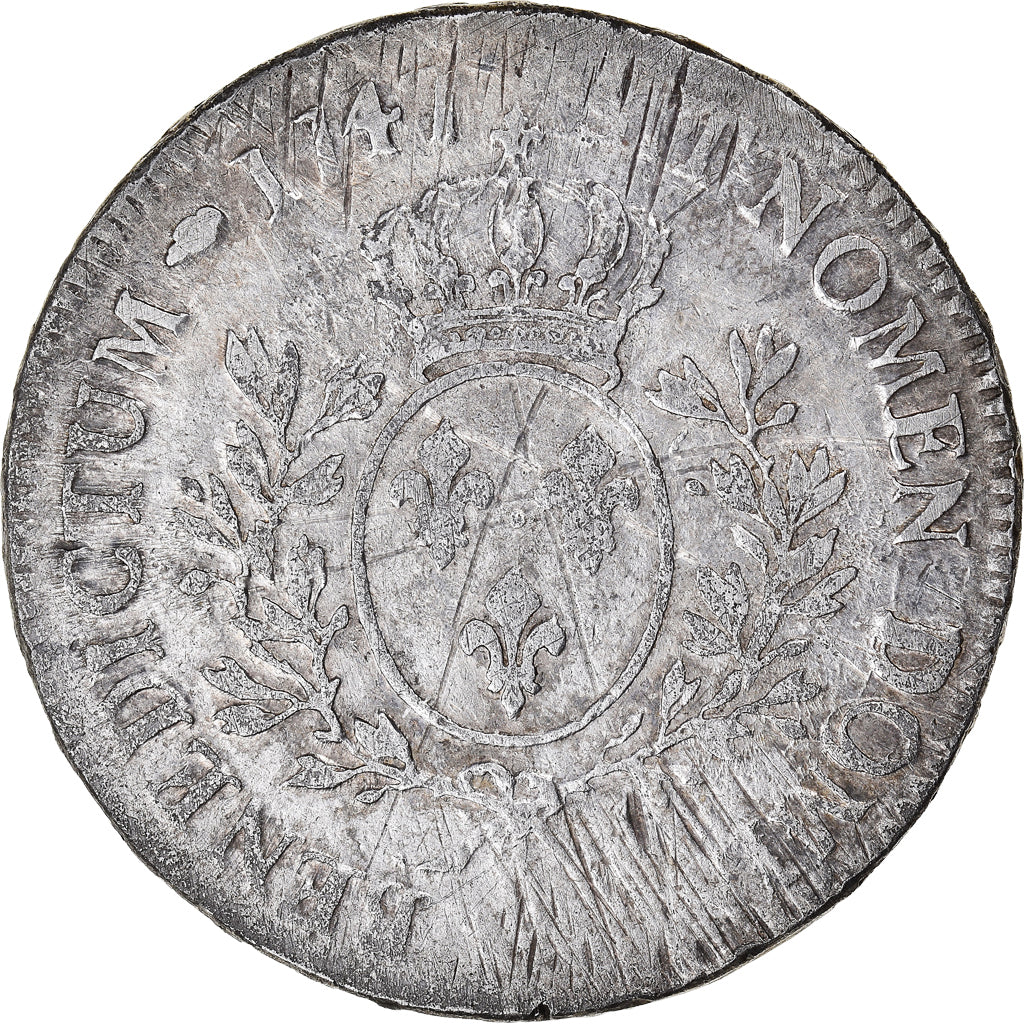Moneda, Francia, Louis XV, Écu au bandeau, 1747, Montpellier, BC+, Plata