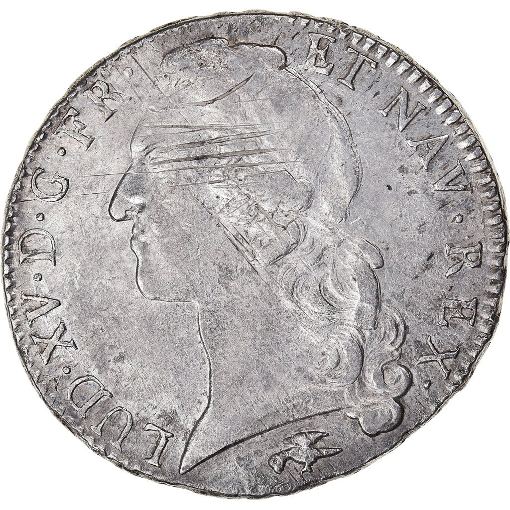 Moeda, França, Louis XV, Écu au bandeau, 1770, Lyon, Rara, VF(30-35), Prata