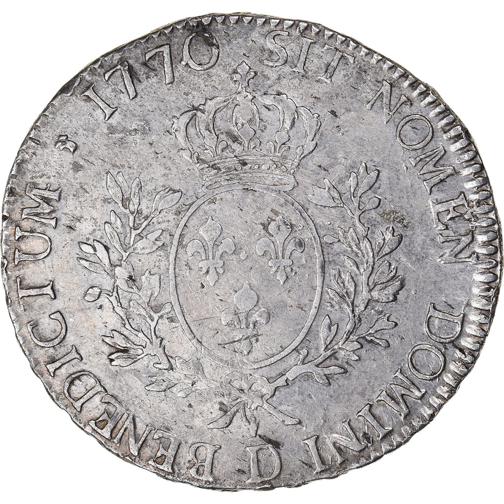 Moeda, França, Louis XV, Écu au bandeau, 1770, Lyon, Rara, VF(30-35), Prata