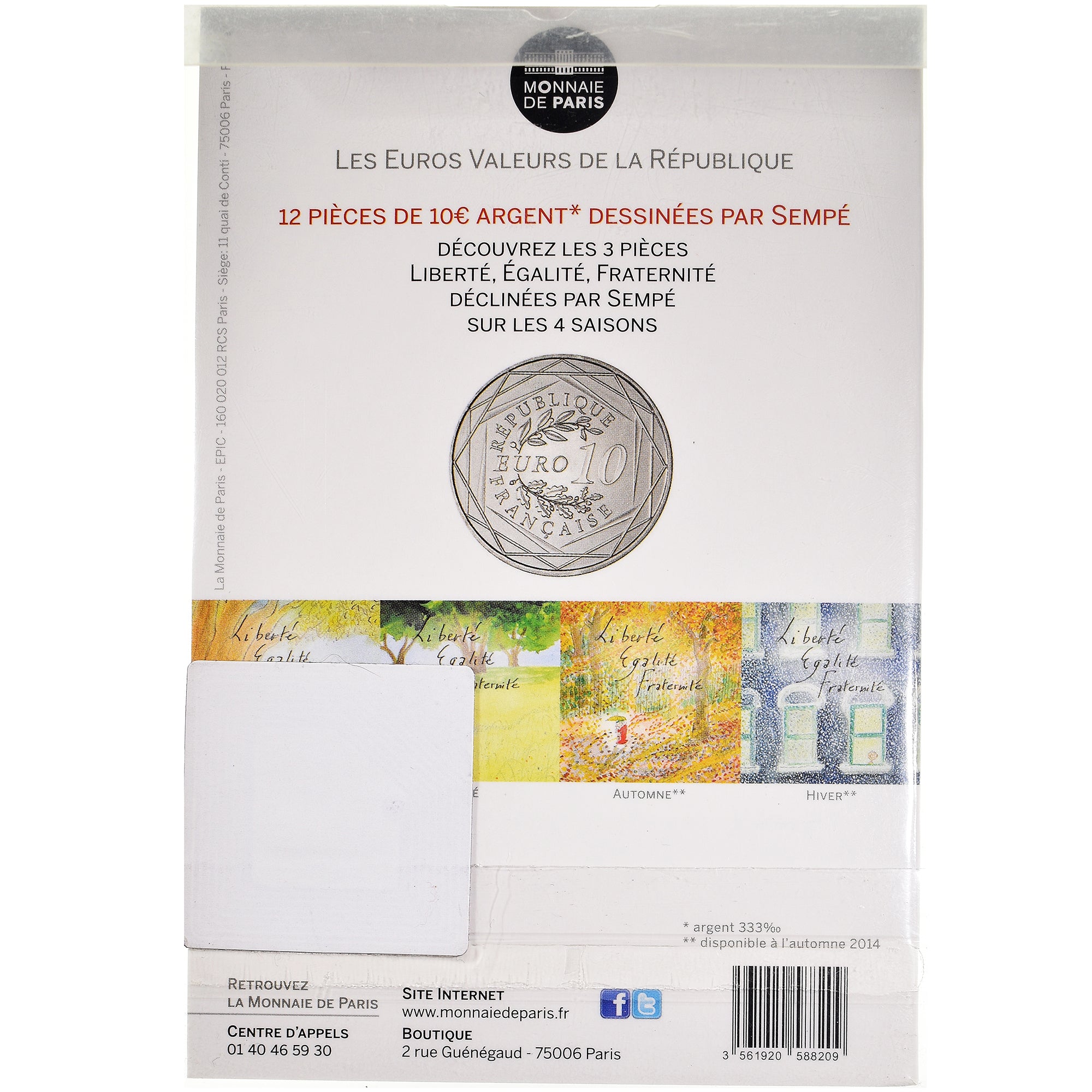France, Monnaie de Paris, 10 Euro, Egalité Hiver Sempé, 2014, Paris