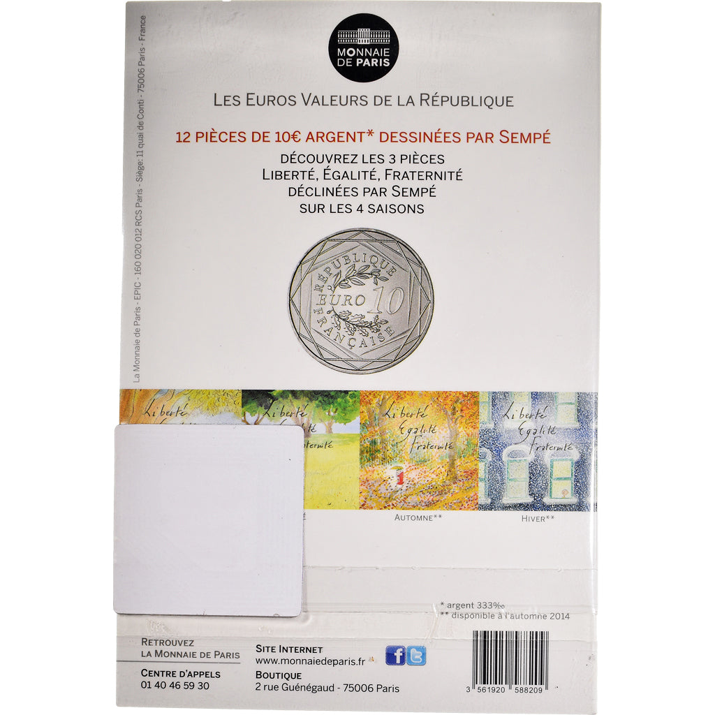 France, Monnaie de Paris, 10 Euro, Liberté Hiver Sempé, 2014, Paris, FDC