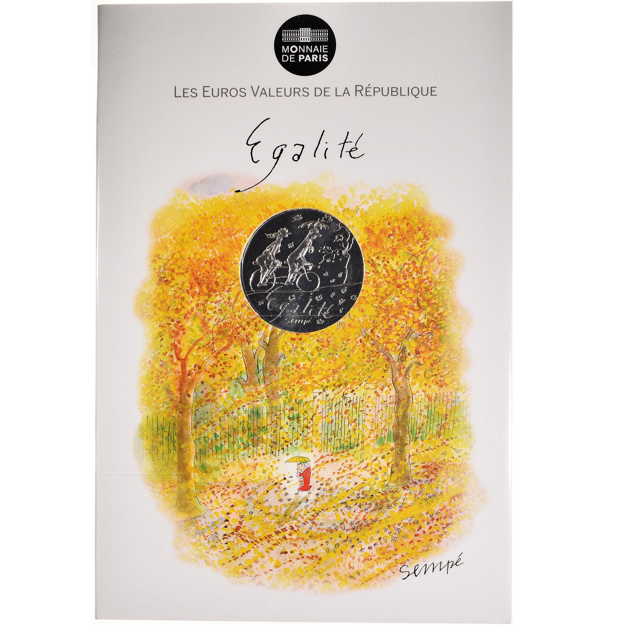 France, Monnaie de Paris, 10 Euro, Egalité Automne Sempé, 2014, Paris, FDC