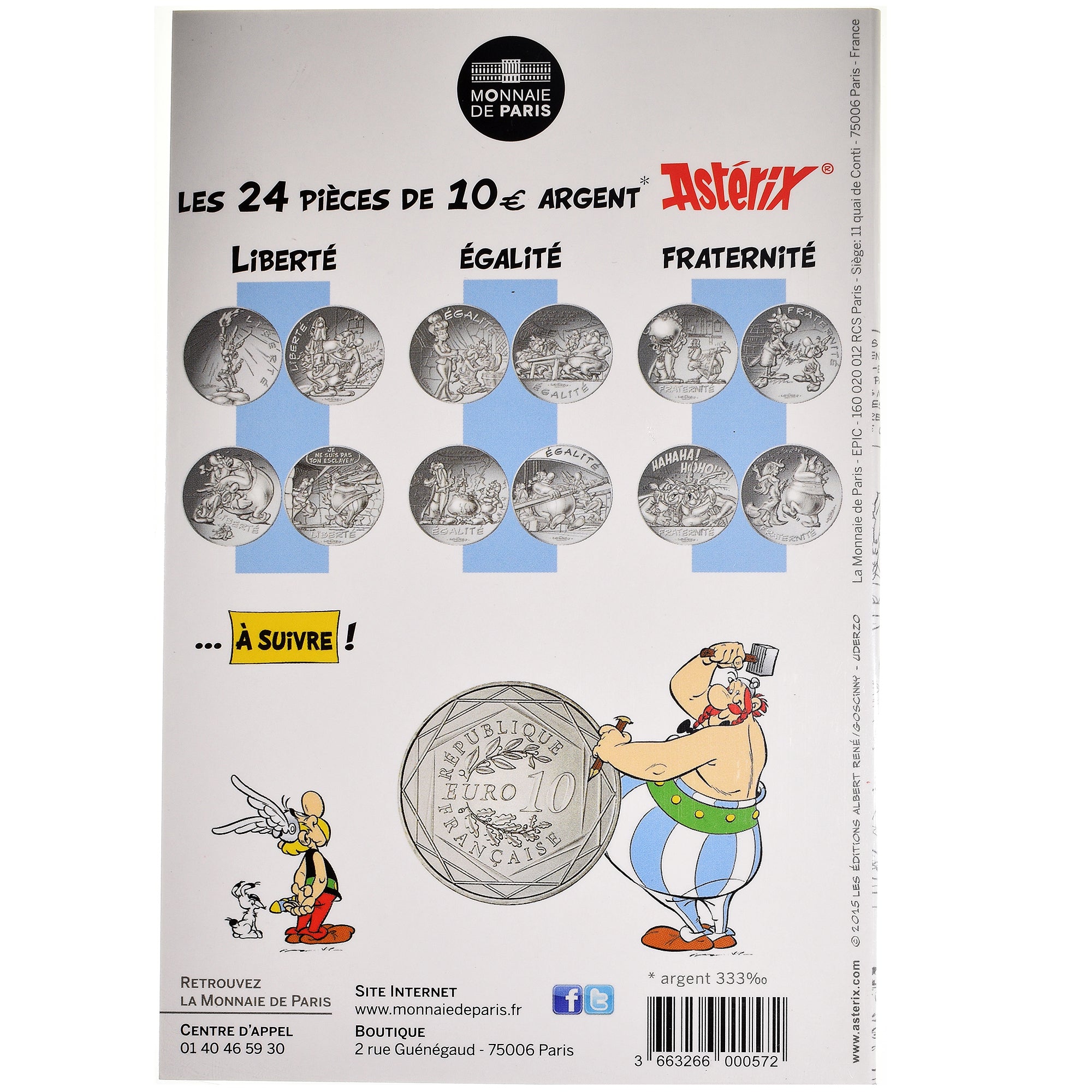 France, Monnaie de Paris, 10 Euro, Astérix Fraternité (Jeux Olympiques), 2015