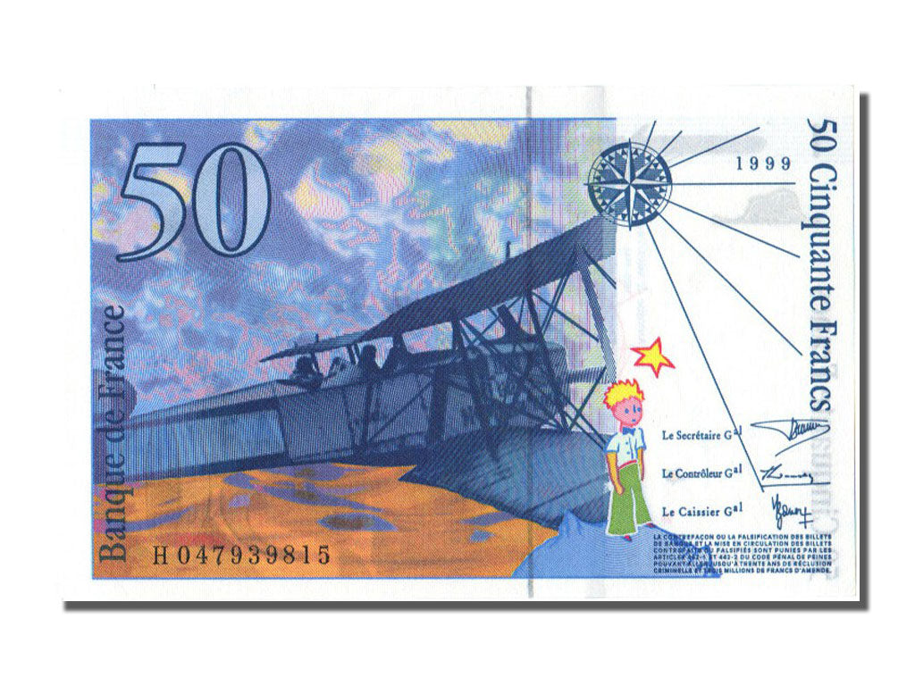 France, 50 Francs, 50 F 1992-1999 ''St Exupéry'', 1999, KM #157Ad, , H, Fayette