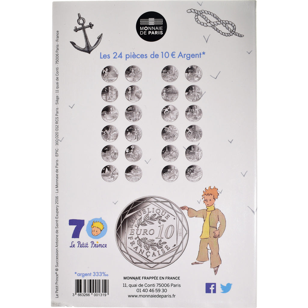 France, Monnaie de Paris, 10 Euro, Le Petit Prince (fait de la voile), 2016