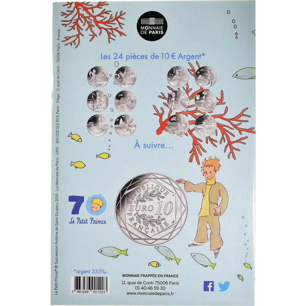 Francja, Monnaie de Paris, 10 Euro, Le Petit Prince (à la mer), 2016, Paris