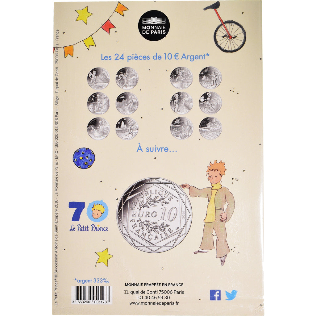 France, Monnaie de Paris, 10 Euro, Le Petit Prince (La Rochelle), 2016, Paris