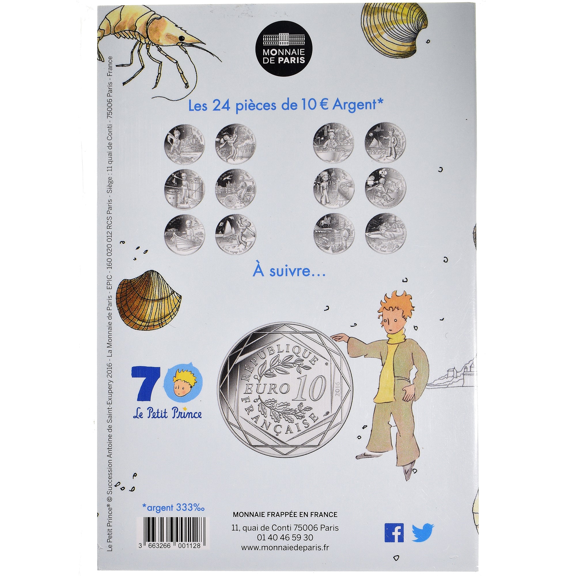 Francia, Monnaie de Paris, 10 Euro, Le Petit Prince (Mont Saint-Michel), 2016