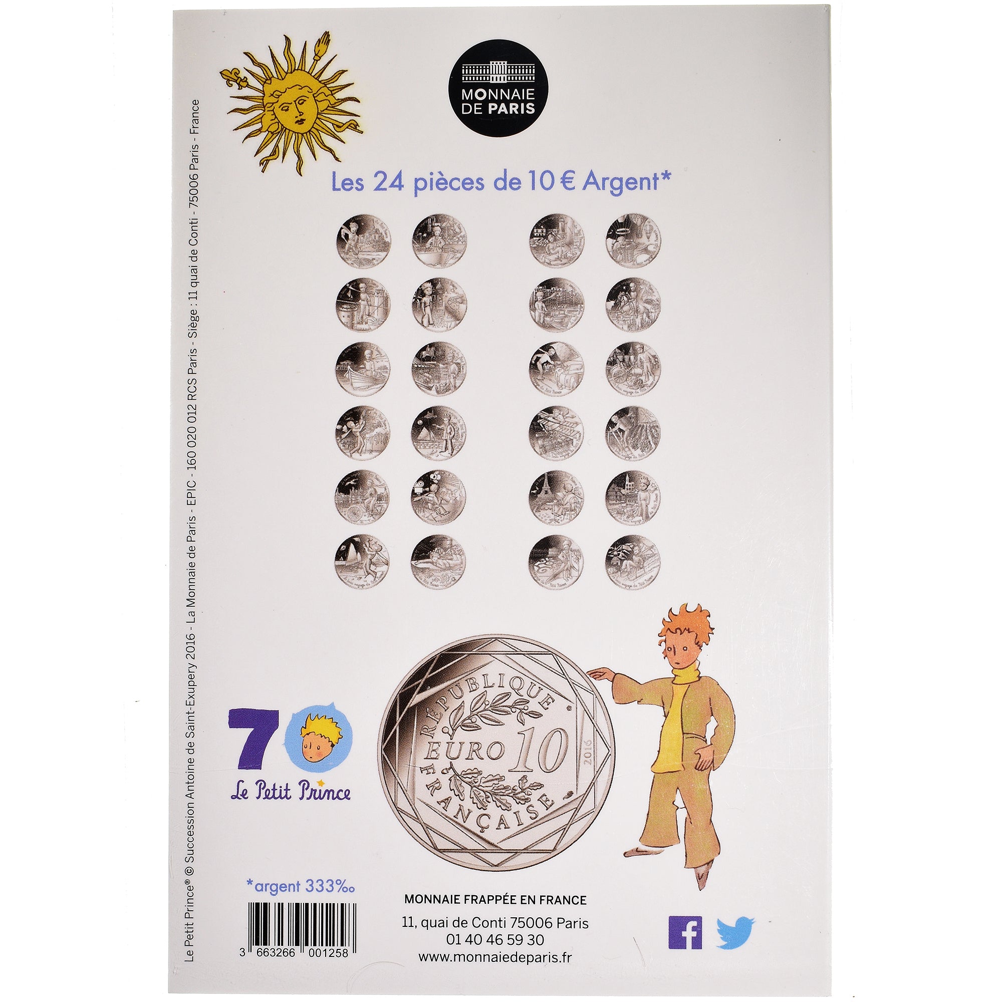 France, Monnaie de Paris, 10 Euro, Le Petit Prince (au château de Versailles)