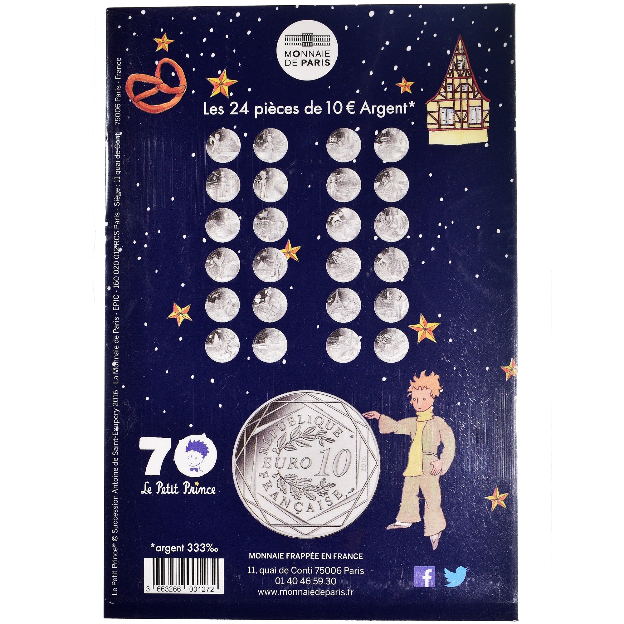 França, Monnaie de Paris, 10 Euro, Le Petit Prince (au marché de Noël), 2016