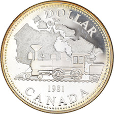Coin, Canada, Elizabeth II, Trans-Canada Railway, Dollar, 1981, Ottawa, Proof
