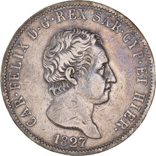 Moneta, STATI ITALIANI, SARDINIA, Carlo Felice, 5 Lire, 1827, Genoa, MB+