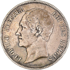 Moneda, Bélgica, Leopold I, 5 Francs, 5 Frank, 1850, Without dot, BC+, Plata