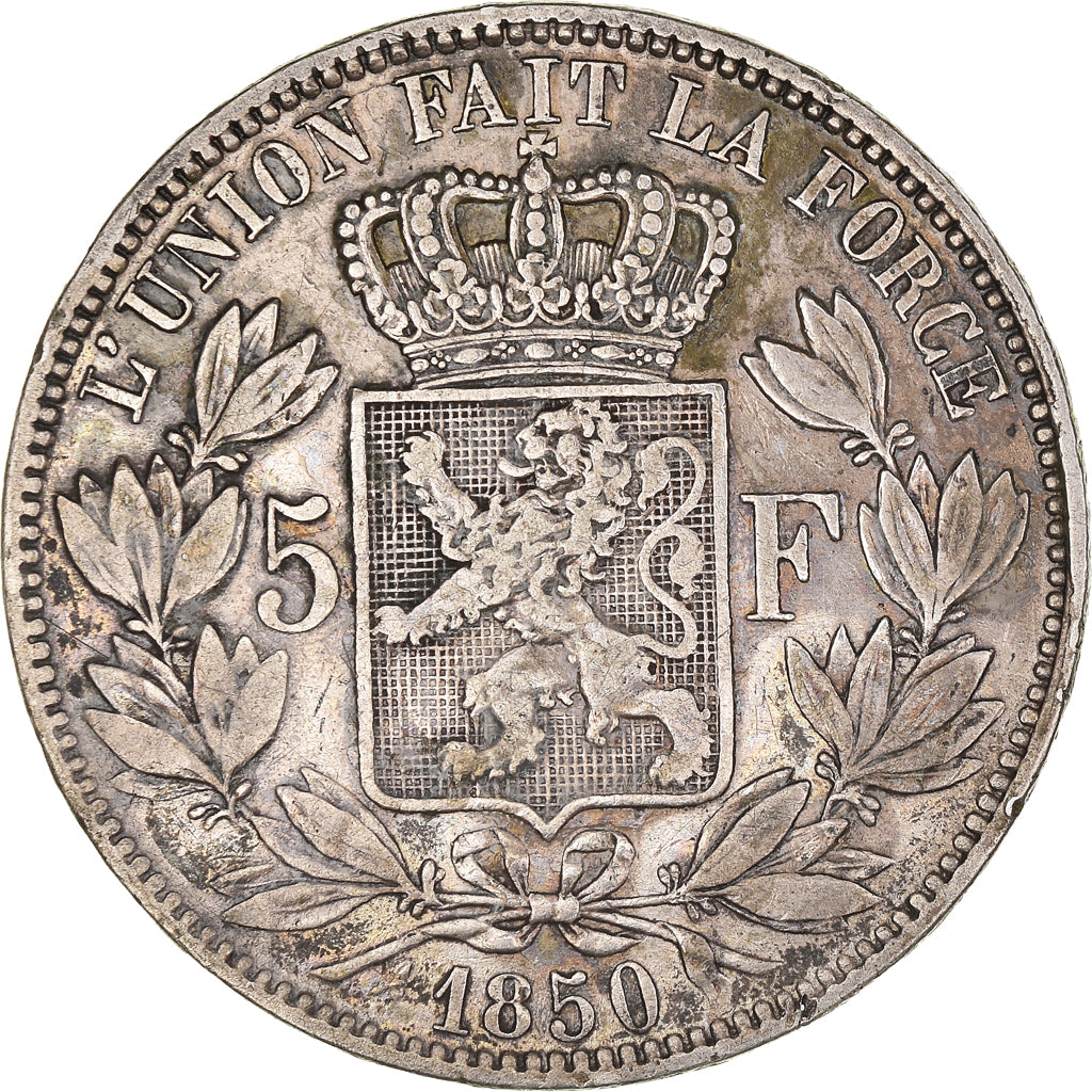 Coin, Belgium, Leopold I, 5 Francs, 5 Frank, 1850, Without dot, VF(30-35)