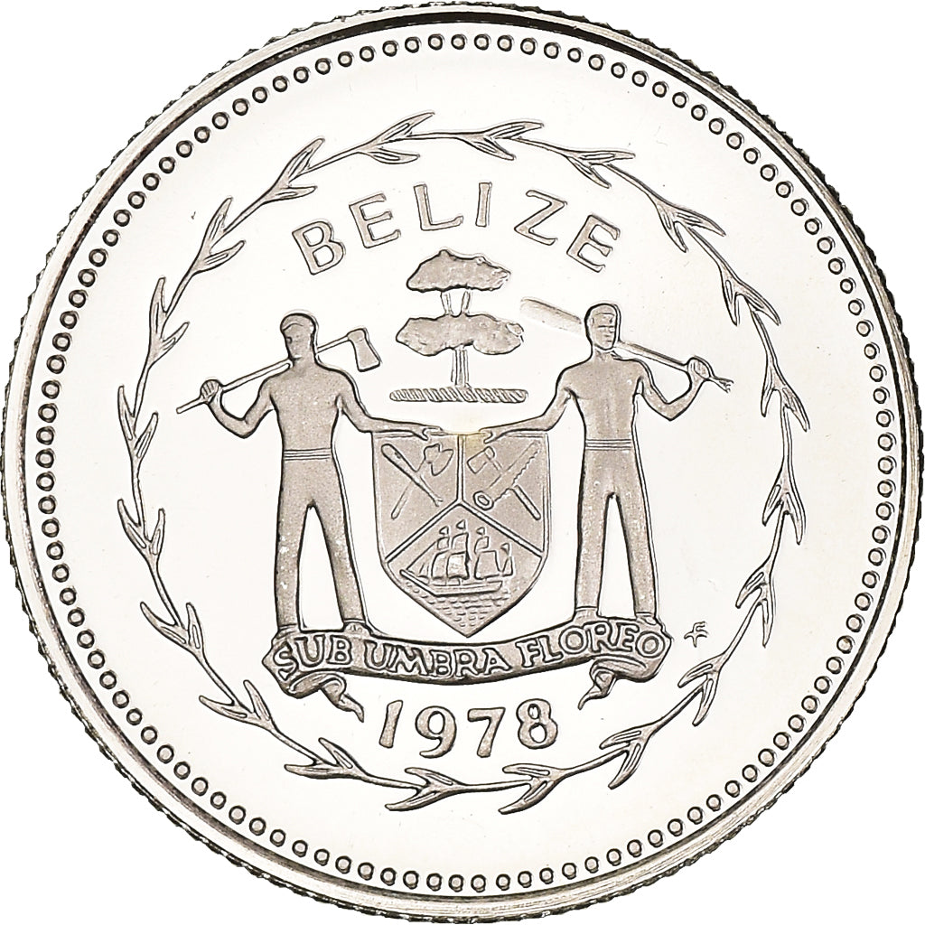 Coin, Belize, 10 Cents, 1978, Franklin Mint, Proof, MS(65-70), Copper-nickel