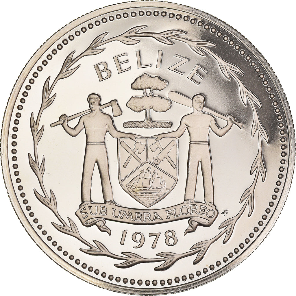 Coin, Belize, 5 Dollars, 1978, Franklin Mint, Proof, MS(65-70), Copper-nickel