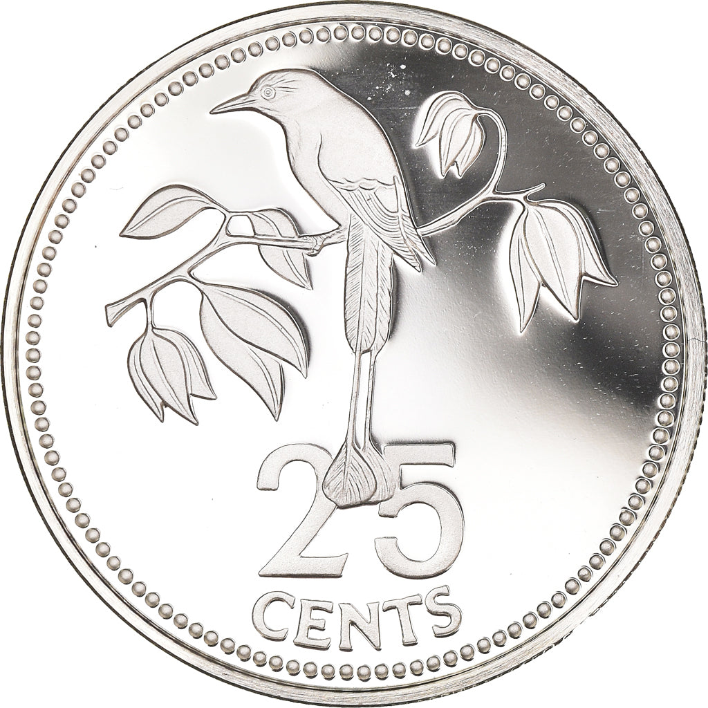 Coin, Belize, 25 Cents, 1978, Franklin Mint, Proof, MS(65-70), Silver, KM:49a