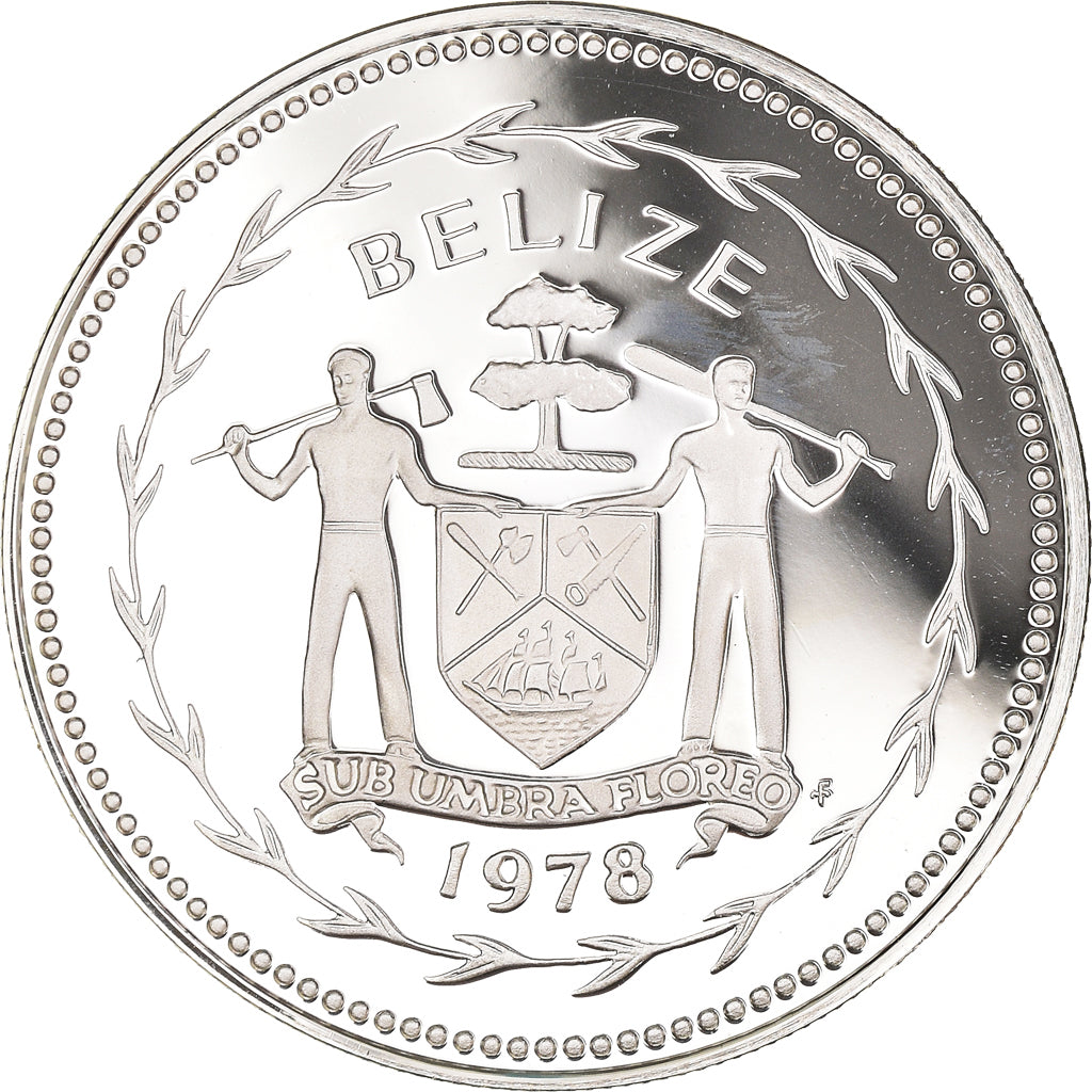 Coin, Belize, 25 Cents, 1978, Franklin Mint, Proof, MS(65-70), Silver, KM:49a