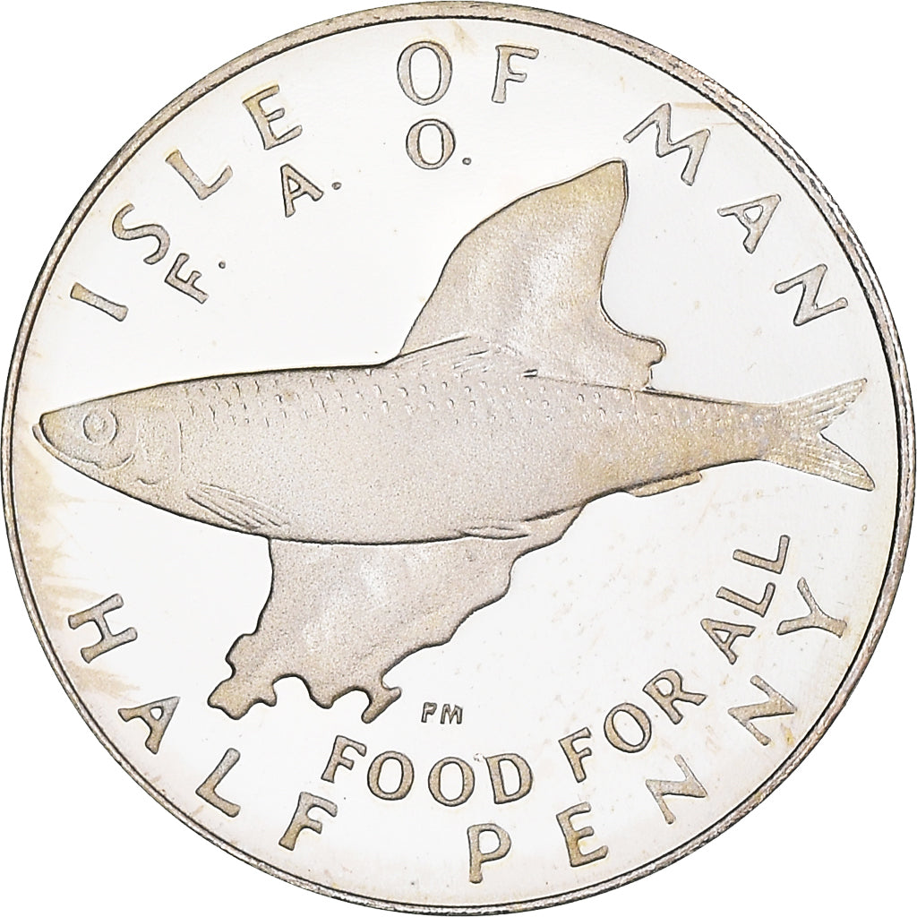 Coin, Isle of Man, Elizabeth II, 1/2 Penny, 1977, Proof, MS(65-70), Silver