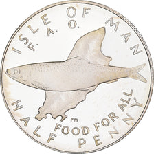 Coin, Isle of Man, Elizabeth II, 1/2 Penny, 1977, Proof, MS(65-70), Silver