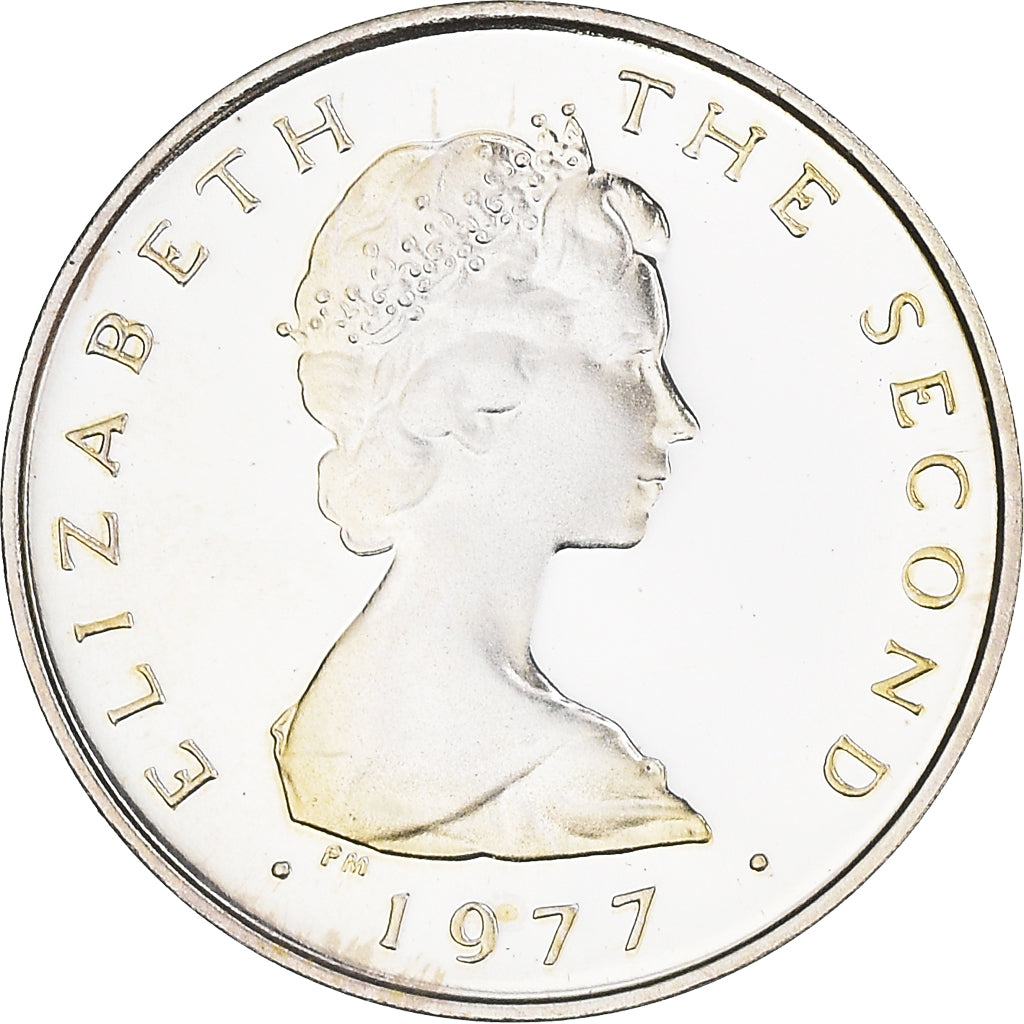 Coin, Isle of Man, Elizabeth II, 1/2 Penny, 1977, Proof, MS(65-70), Silver