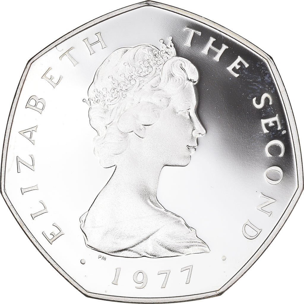 Coin, Isle of Man, Elizabeth II, 50 Pence, 1977, Proof, MS(65-70), Silver