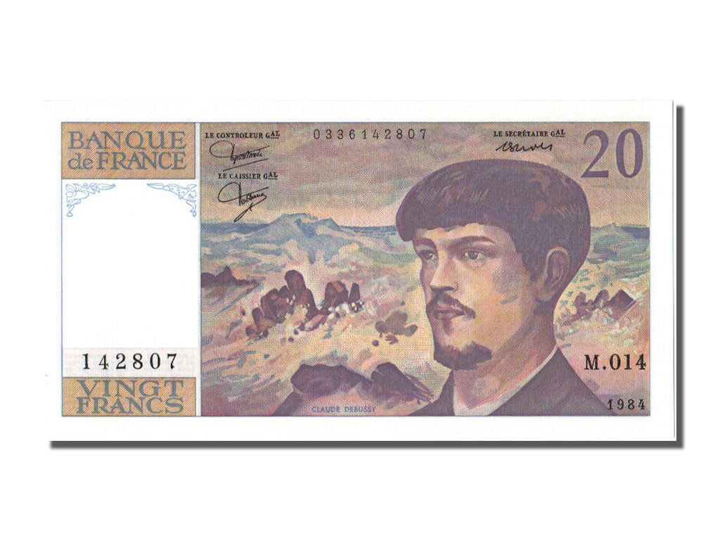 France, 20 Francs, 20 F 1980-1997 ''Debussy'', 1984, KM #151a, UNC(65-70), M,...