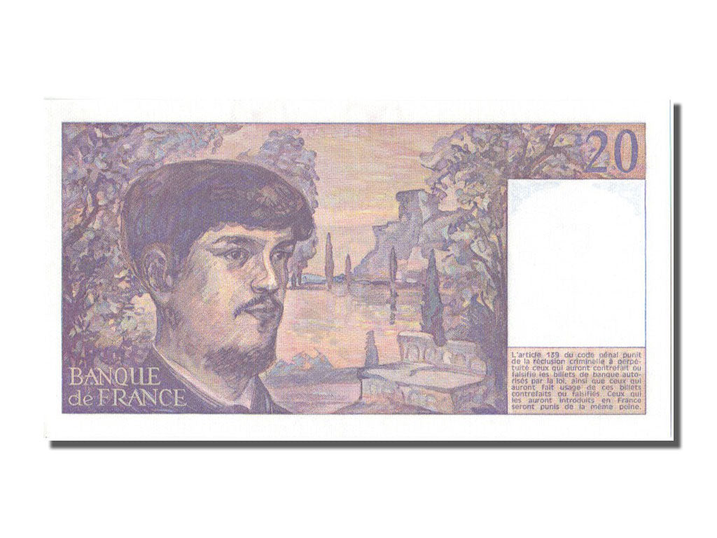 Francia, 20 Francs, 20 F 1980-1997 ''Debussy'', 1989, KM:151c, Fayette:66.10