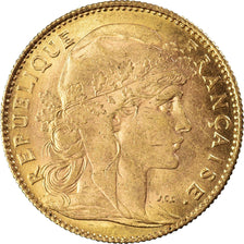 Moneda, Francia, Marianne, 10 Francs, 1910, Paris, MBC+, Oro, KM:846