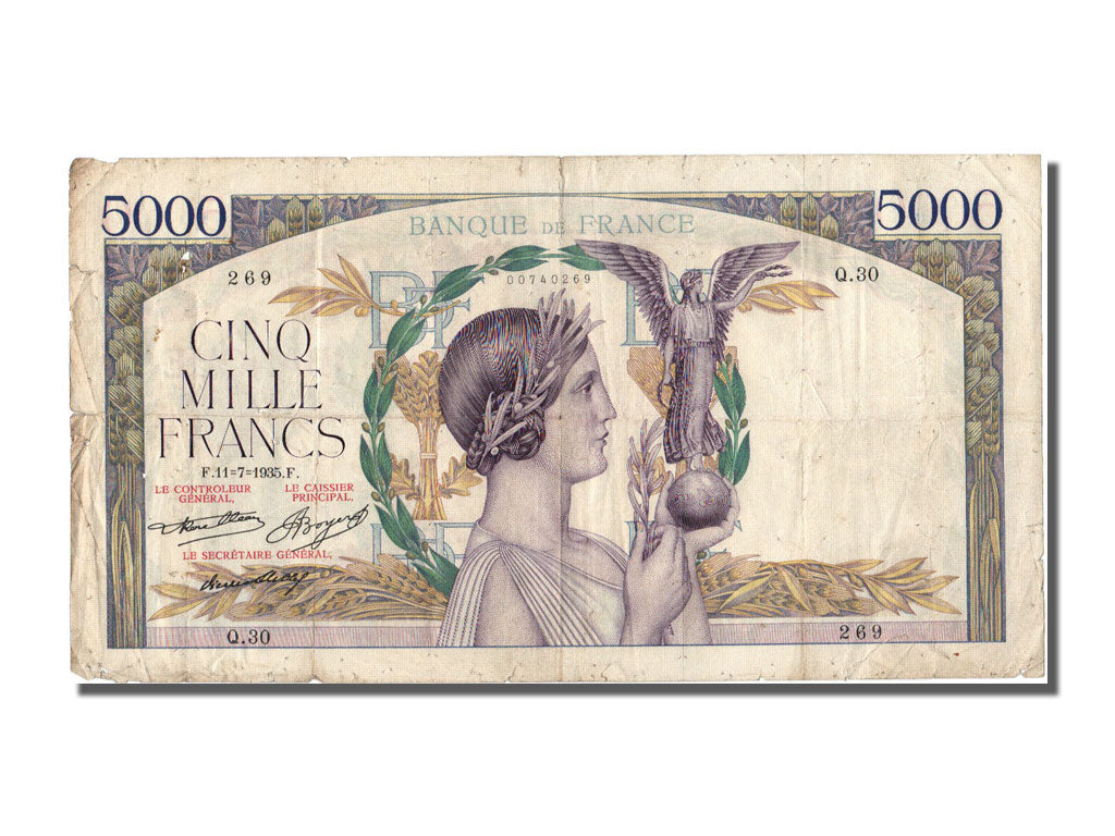 France, 5000 Francs, 5 000 F 1934-1944 ''Victoire'', 1935, KM #82b, 1935-07-11,.