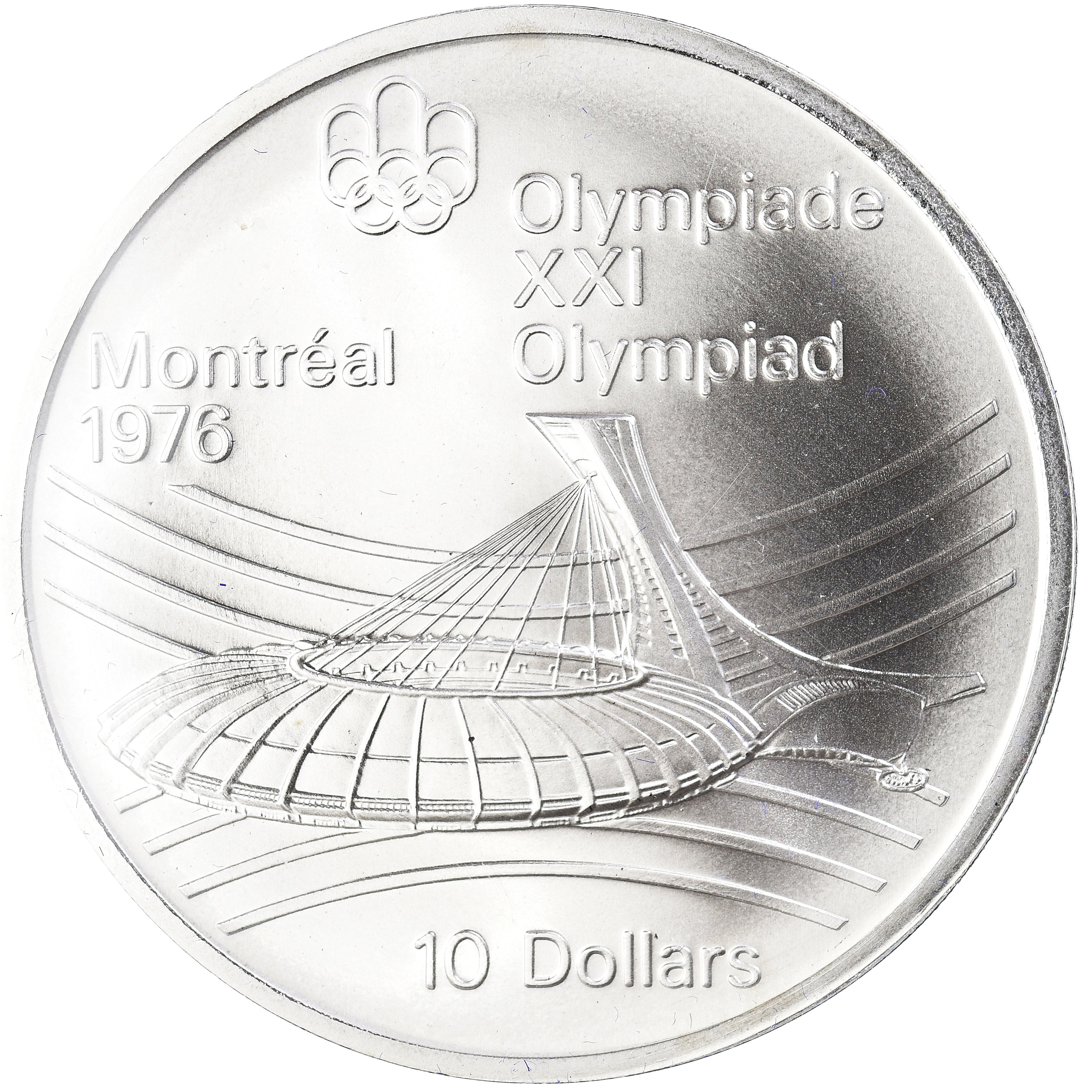 Coin, Canada, Elizabeth II, 1976 Olympics - Olympic Stadium, 10 Dollars, 1976